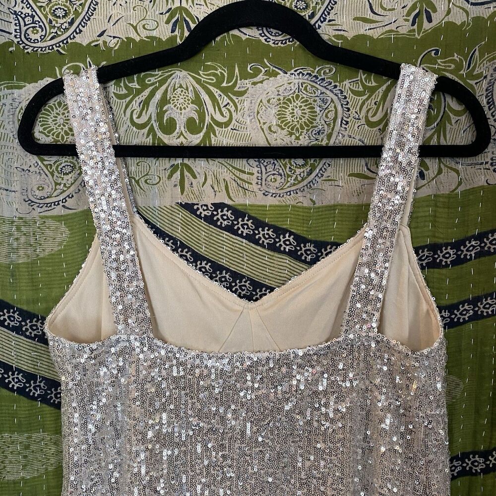NWT Zara Trafaluc Silver Sequin Midi Dress Size Medium - Picture 11 of 16
